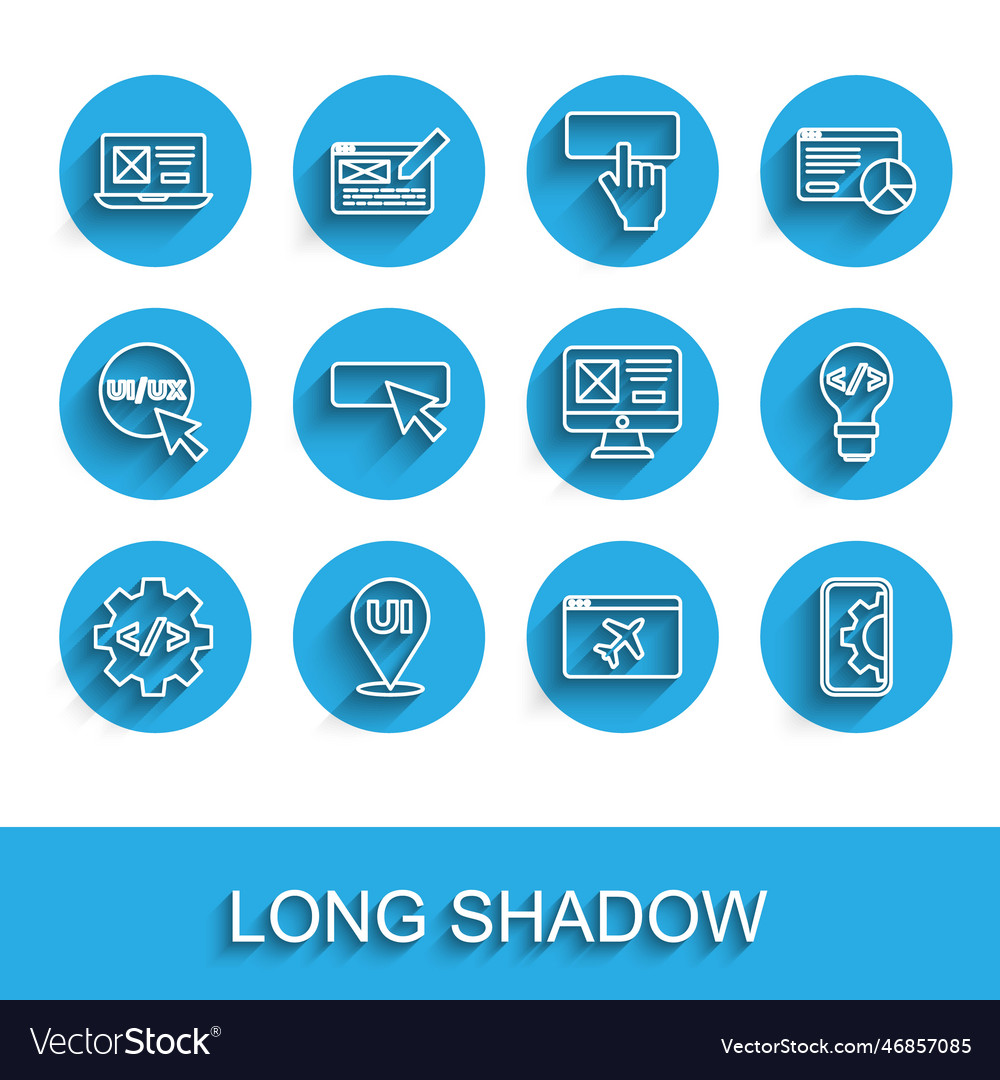 Set line front end development ui or ux design vector image Set line front end development ui or ux design