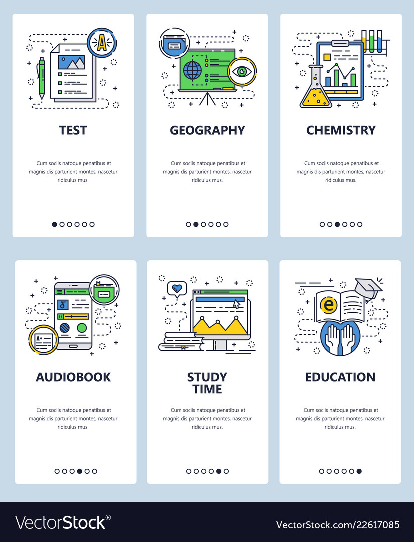Web site linear art onboarding screens