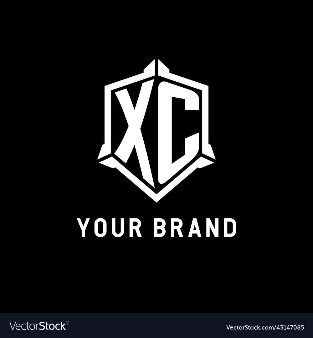 Xc logo initial with shield shape design style