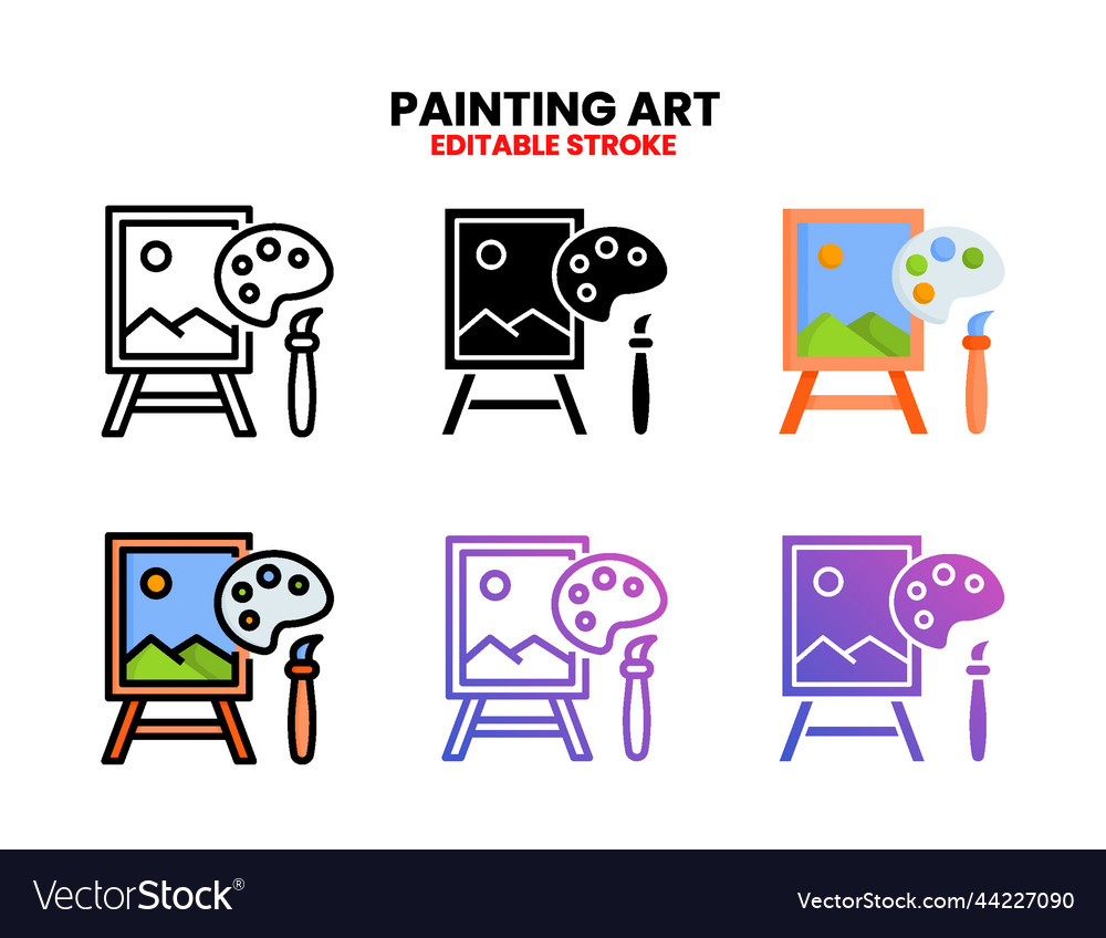 Art icon set with different styles vector image Art icon set with different styles