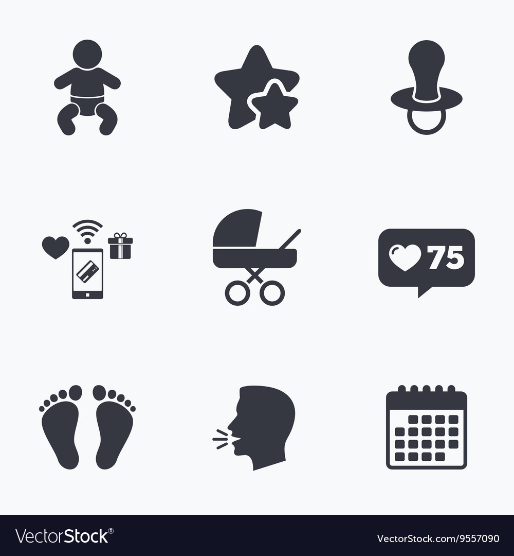 Baby Infants Icons Buggy And Dummy Symbols Vector Image