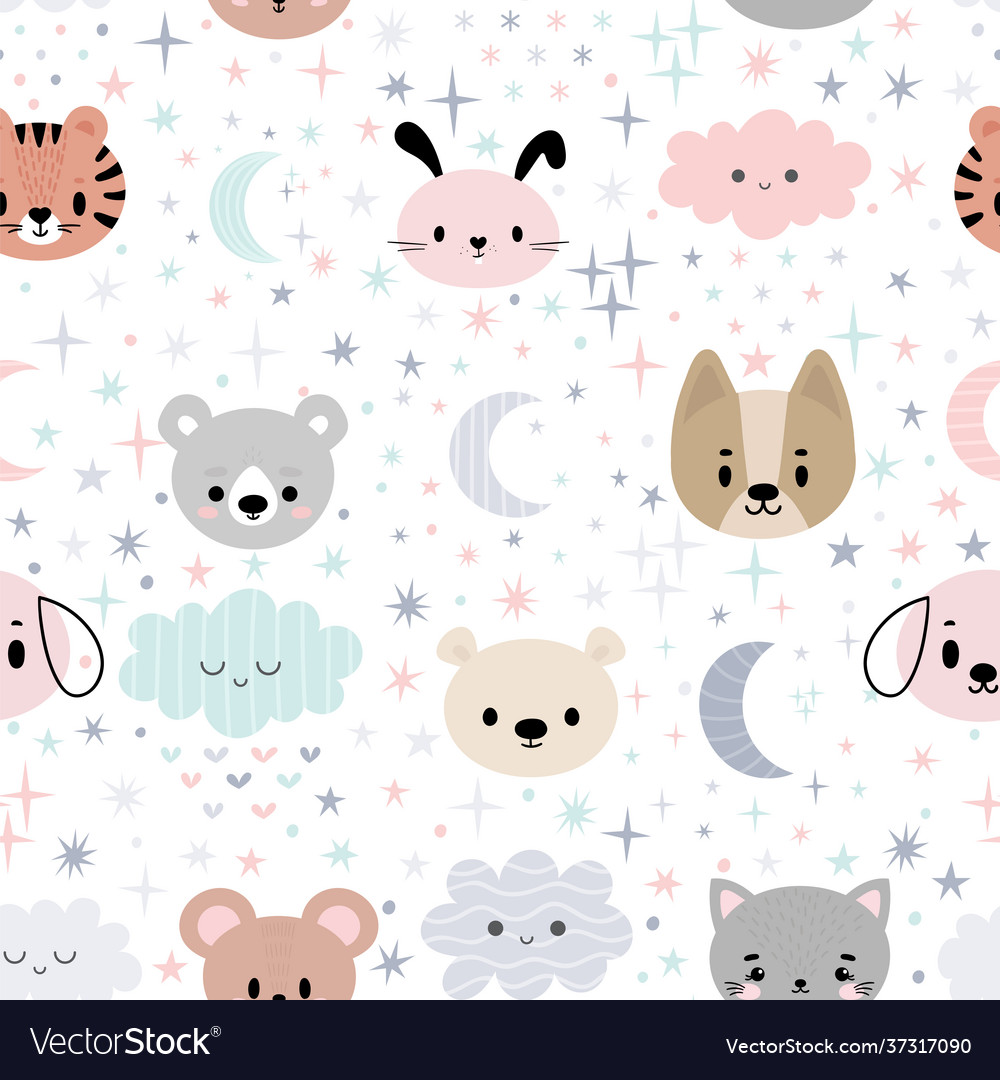 Cute seamless pattern for kids with cartoon