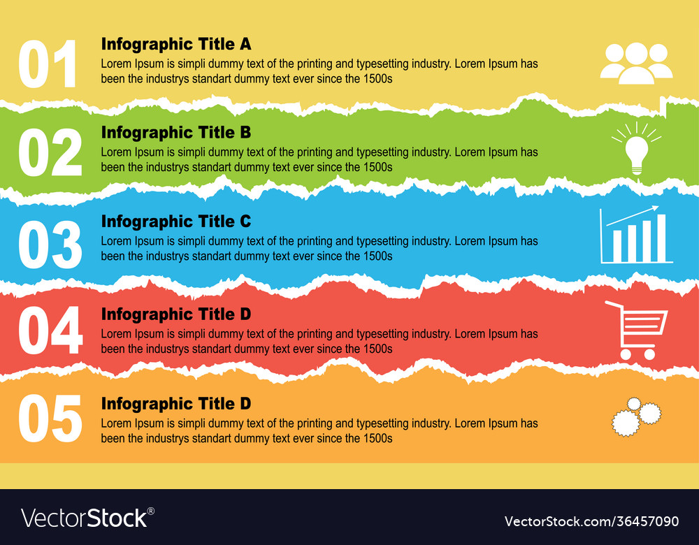 Design elements - multi colored torn paper vector image Design elements - multi colored torn paper