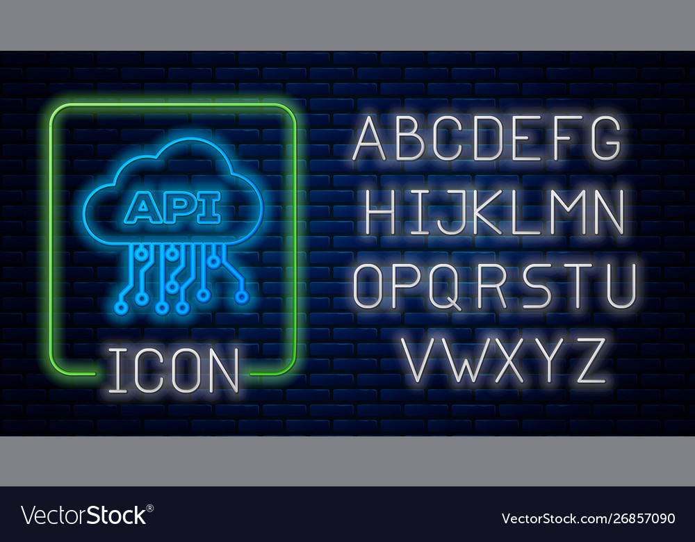 Glowing neon cloud api interface icon isolated vector image Glowing neon cloud api interface icon isolated