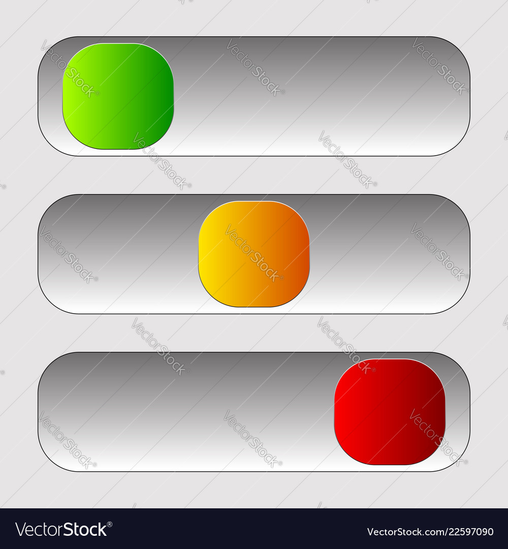Horizontal power button sliders in 3 states