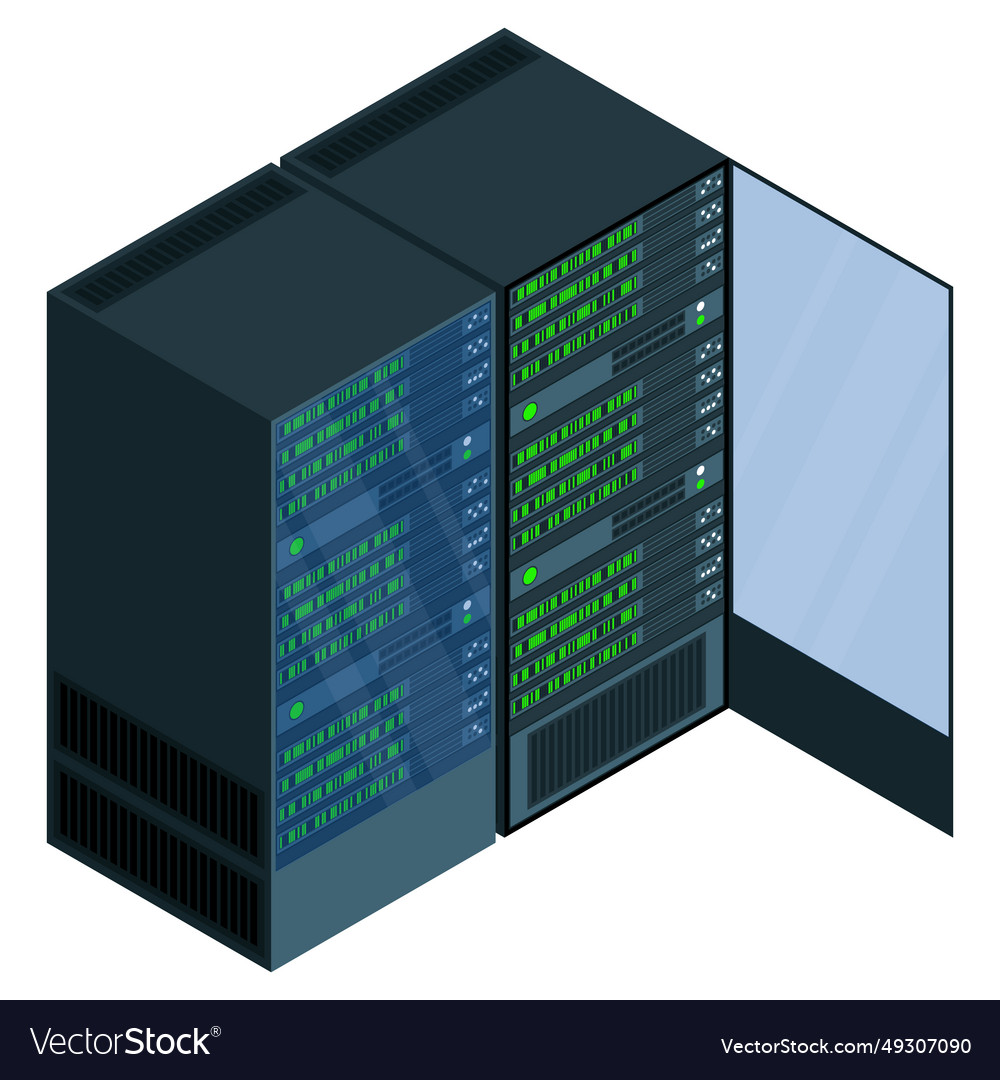 Isometric server network room 3d computer