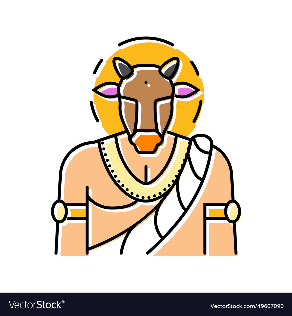 Nandi god indian color icon Royalty Free Vector Image