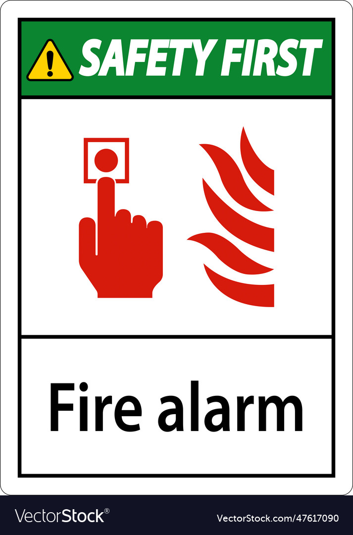 Sicherheit erste Feueralarmschild auf weißem Hintergrund Vector Image Sicherheit erste Feueralarmschild auf weißem Hintergrund