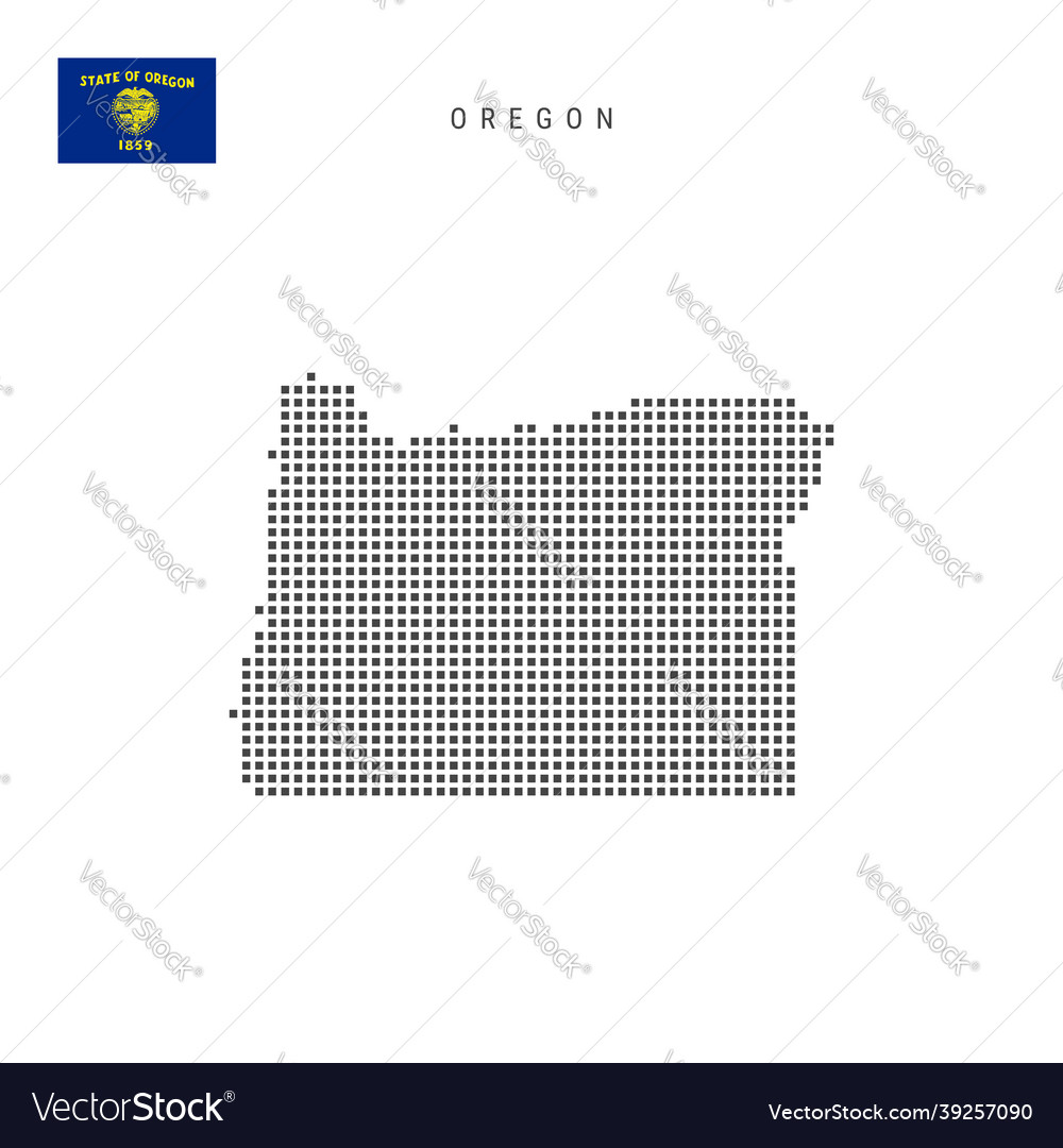 Square dots pattern map of oregon dotted pixel