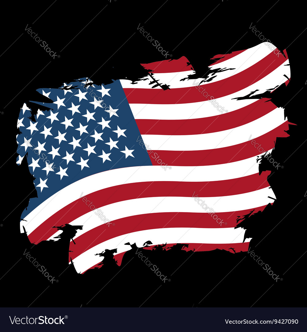 USA Grunge Flag - Black Background