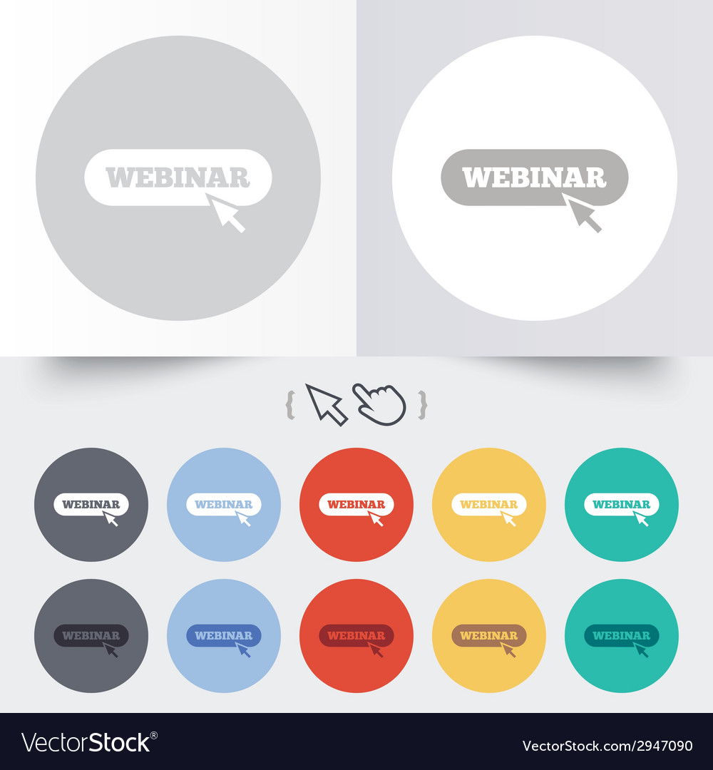 Webinar with cursor pointer sign icon web study