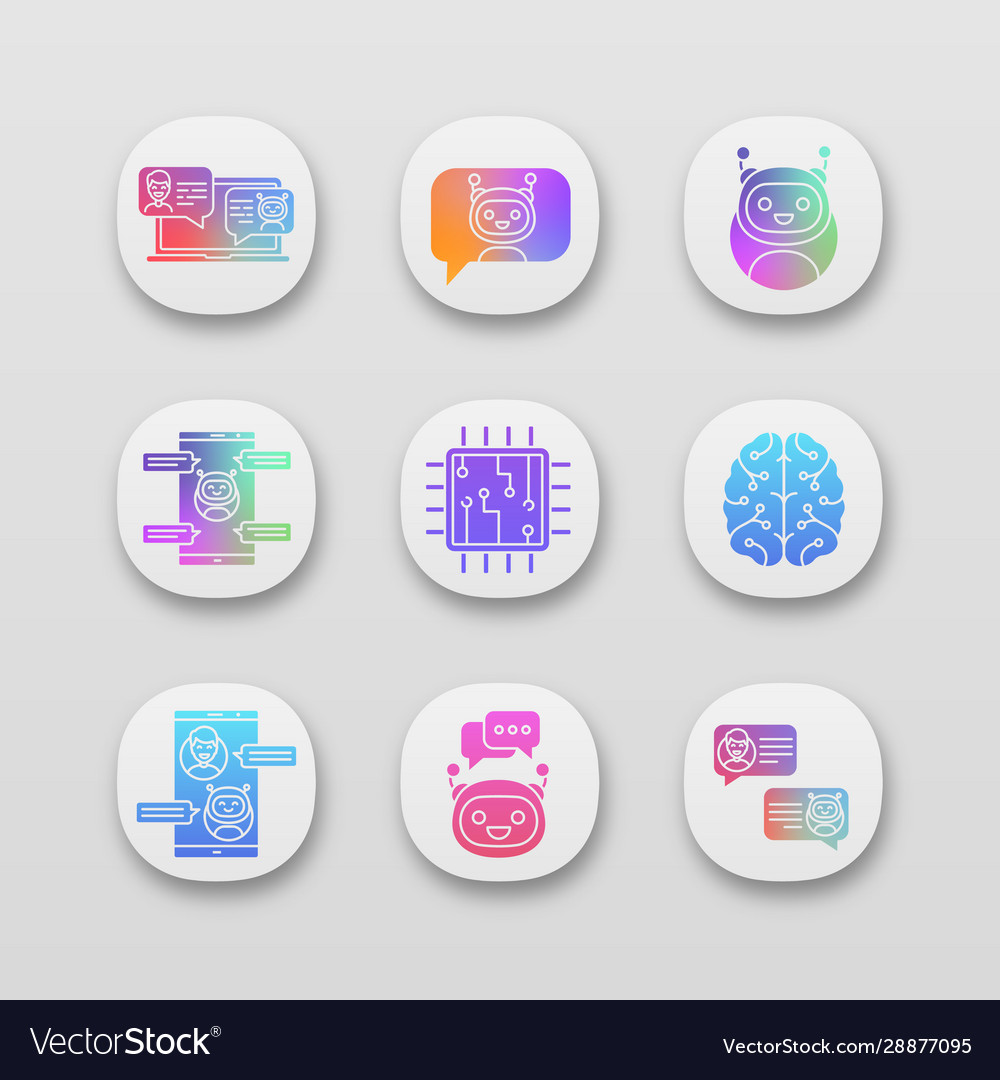 Chatbots app icons set vector image Chatbots app icons set