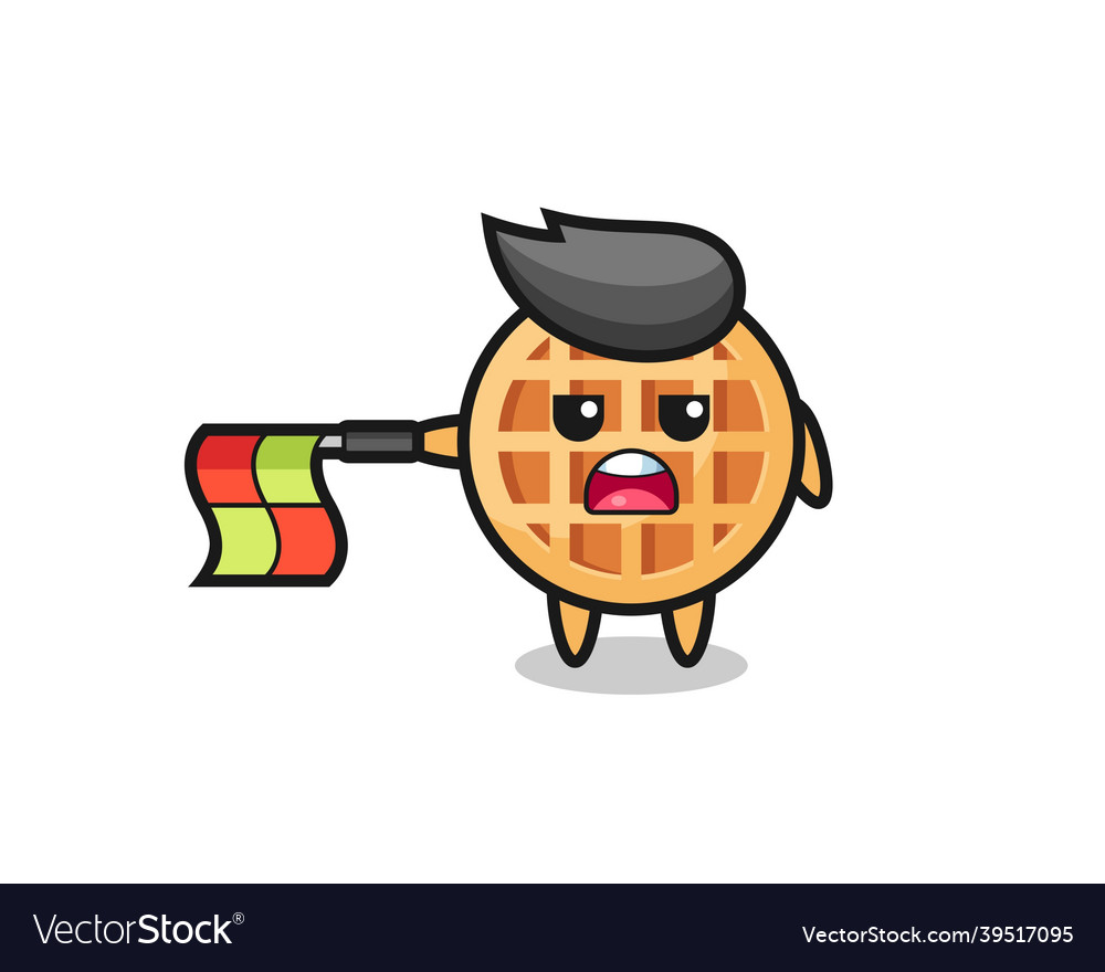 Circle waffle character as line judge hold vector image Circle waffle character as line judge hold