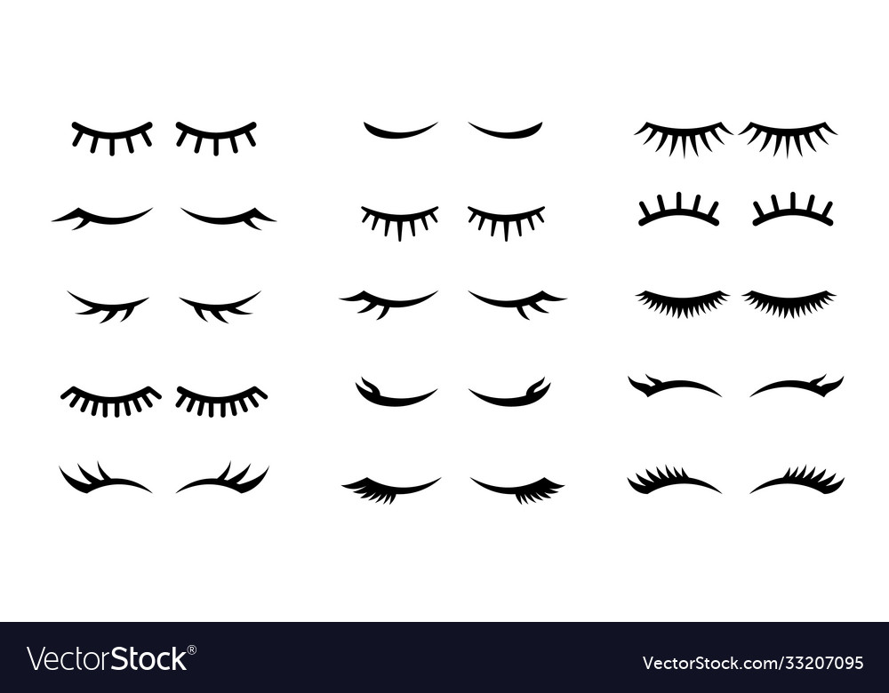 Closed girl eyes and eyelashes various closed Vector Image