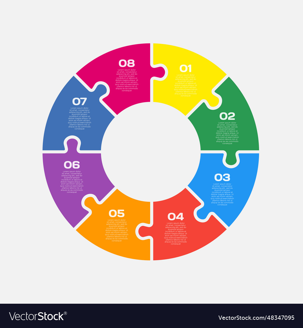 Diagramm Infografik für 8 Stufen Kreis Puzzle