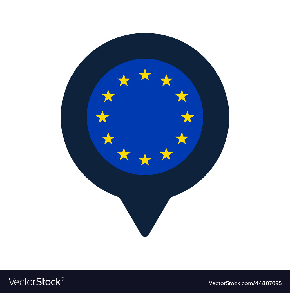 European union flag and map pointer icon national vector image European union flag and map pointer icon national