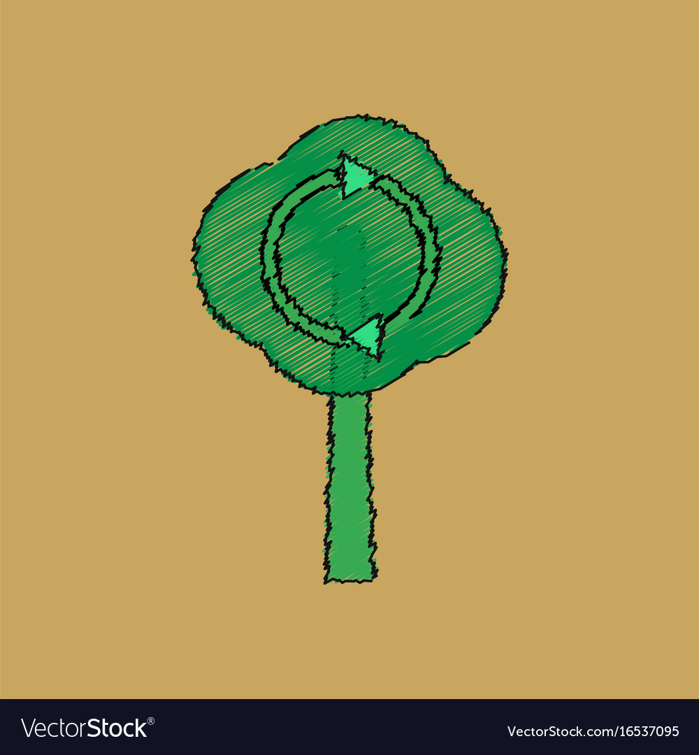 Flat shading style icon tree and air circulation