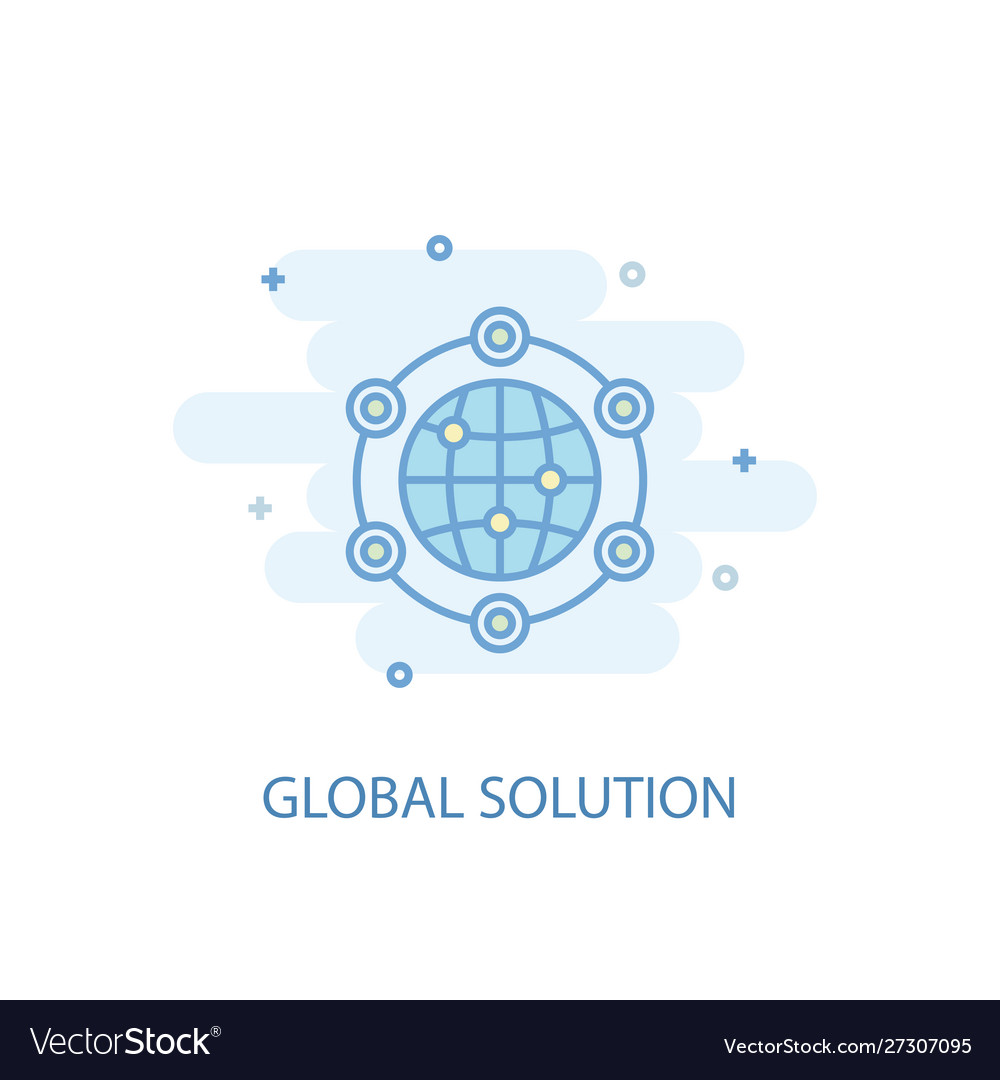 Global solution line concept simple icon