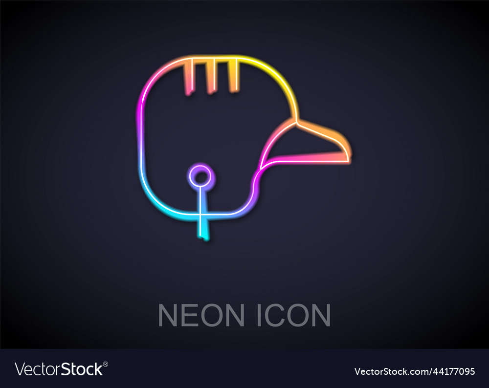 Glowing neon line baseball helmet icon isolated