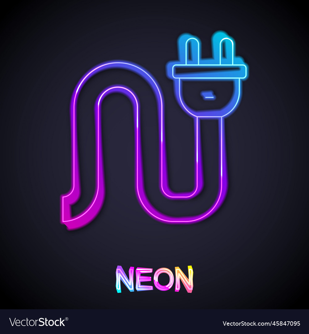 Glowing neon line electric plug icon isolated