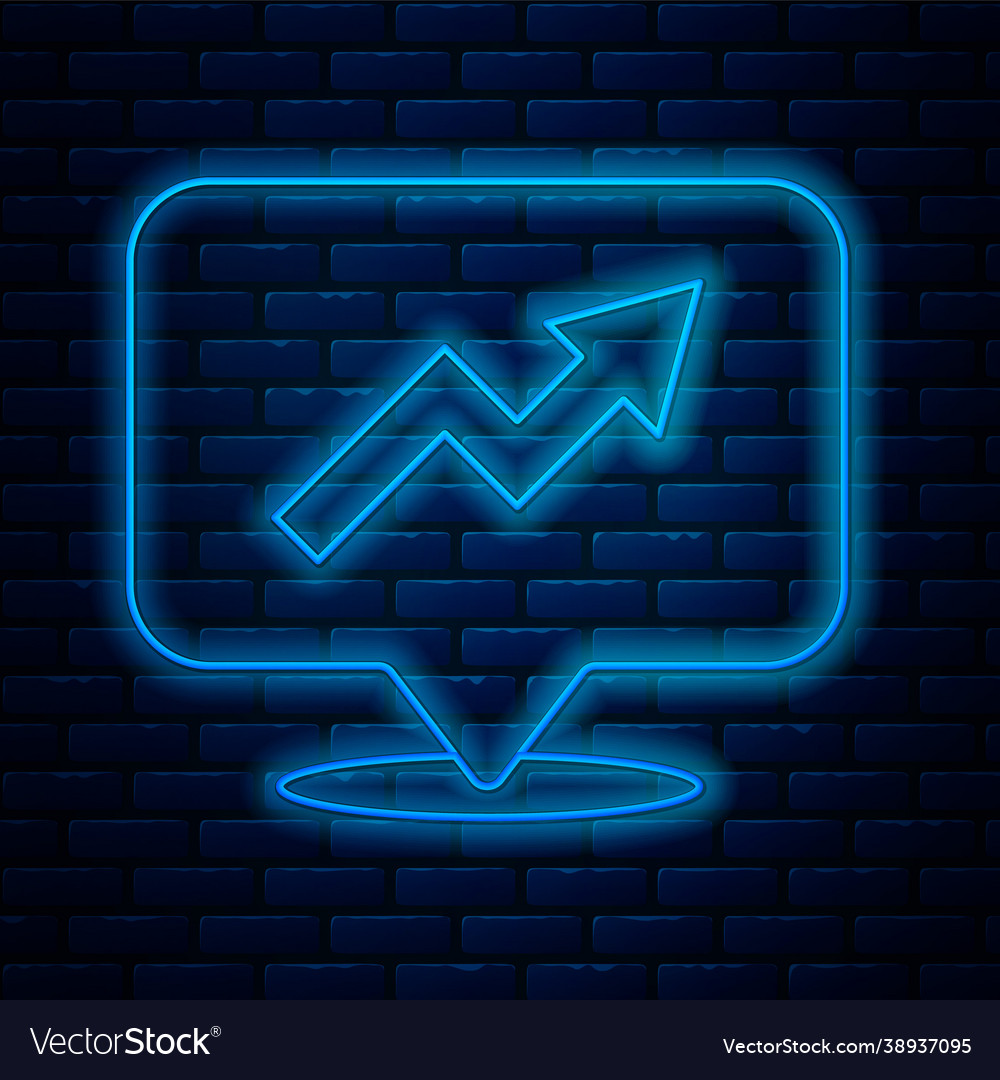 Glowing neon line financial growth increase icon