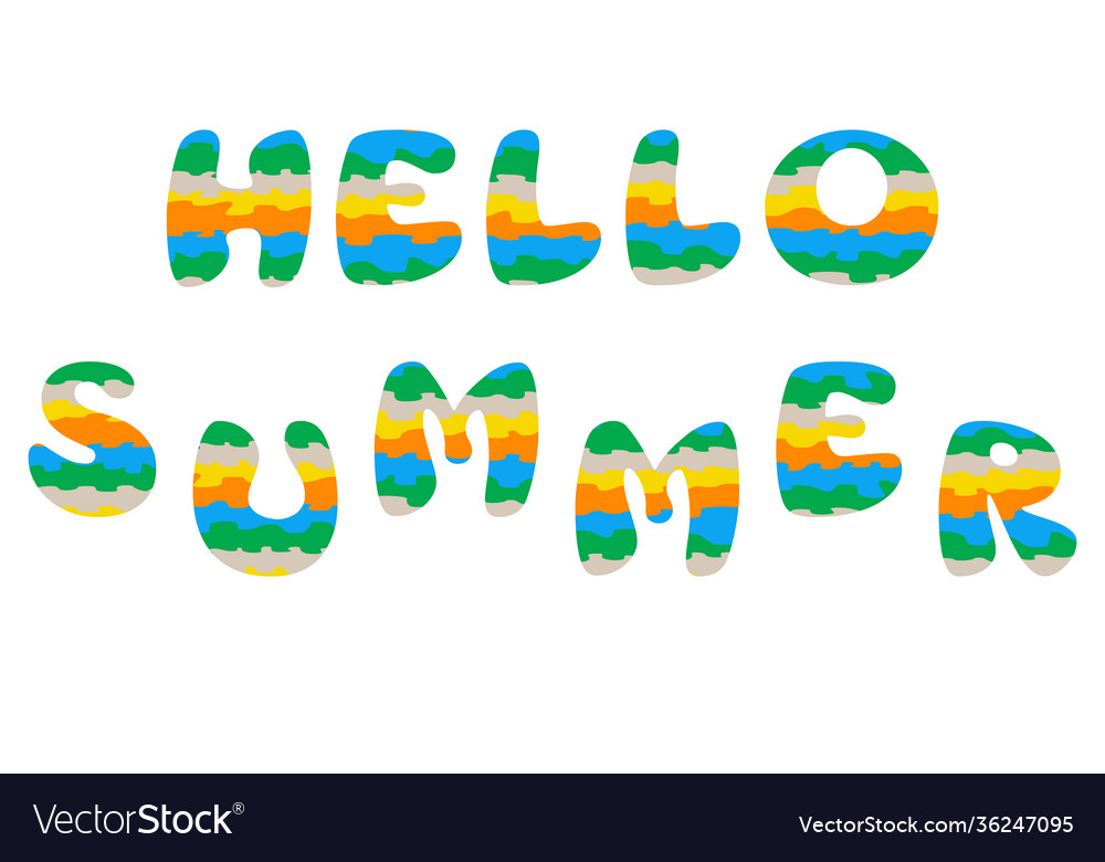 Hello summer text design element cutout Vector Image Hello summer text design element cutout
