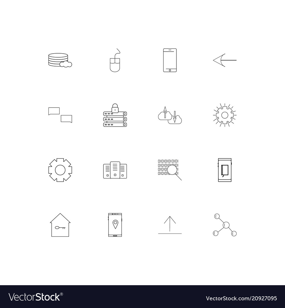 Internet technologies linear thin icons set