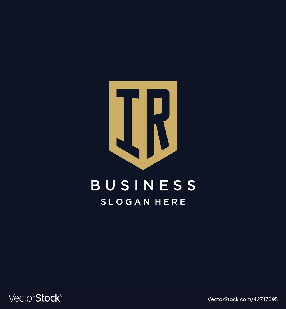 Ir monogram initials logo design with shield icon Vector Image Ir monogram initials logo design with shield icon