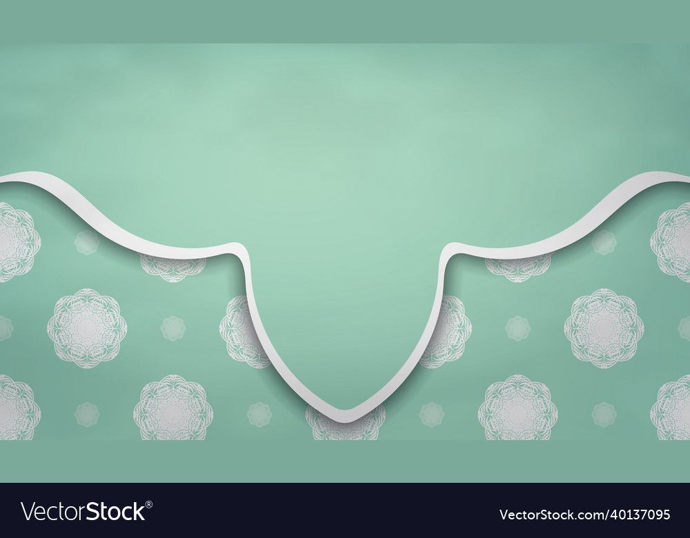 Mint color background with mandala white pattern Vector Image Mint color background with mandala white pattern