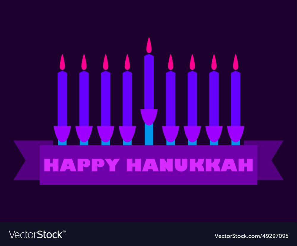 Nine lit hanukkah candles are a symbol Royalty Free Vector