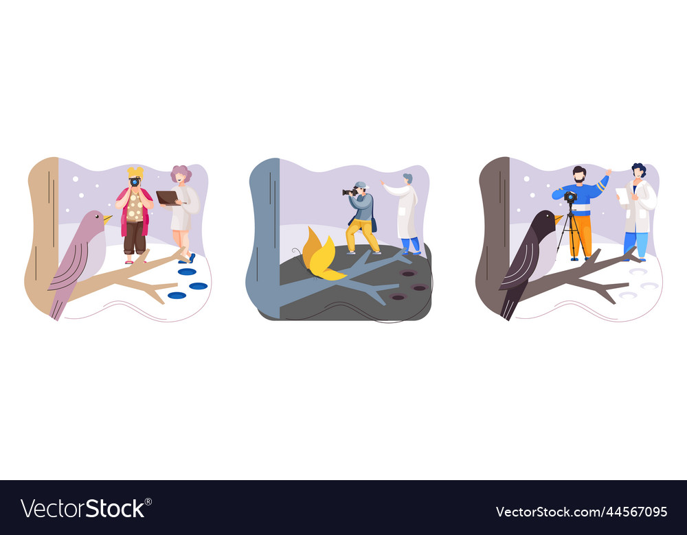 Observation of animals in wild ecologists Vector Image Observation of animals in wild ecologists Vector Image