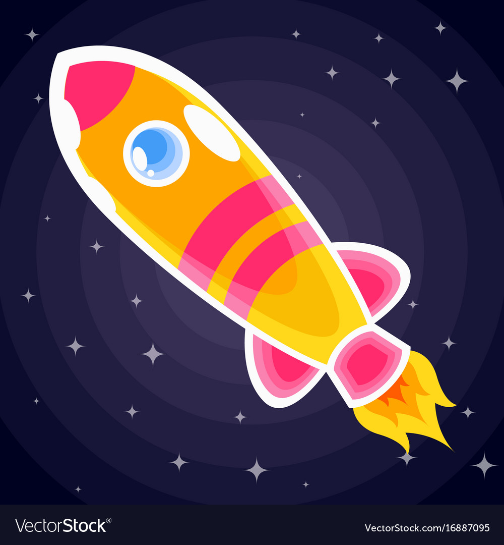 Orange mit rosa Streifen Raum Rakete