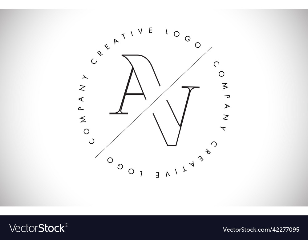 Outline av a v letter logo with cut