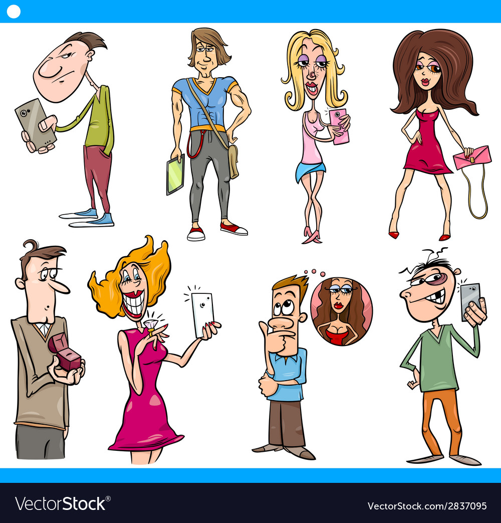 People characters set cartoon Royalty Free Vector Image