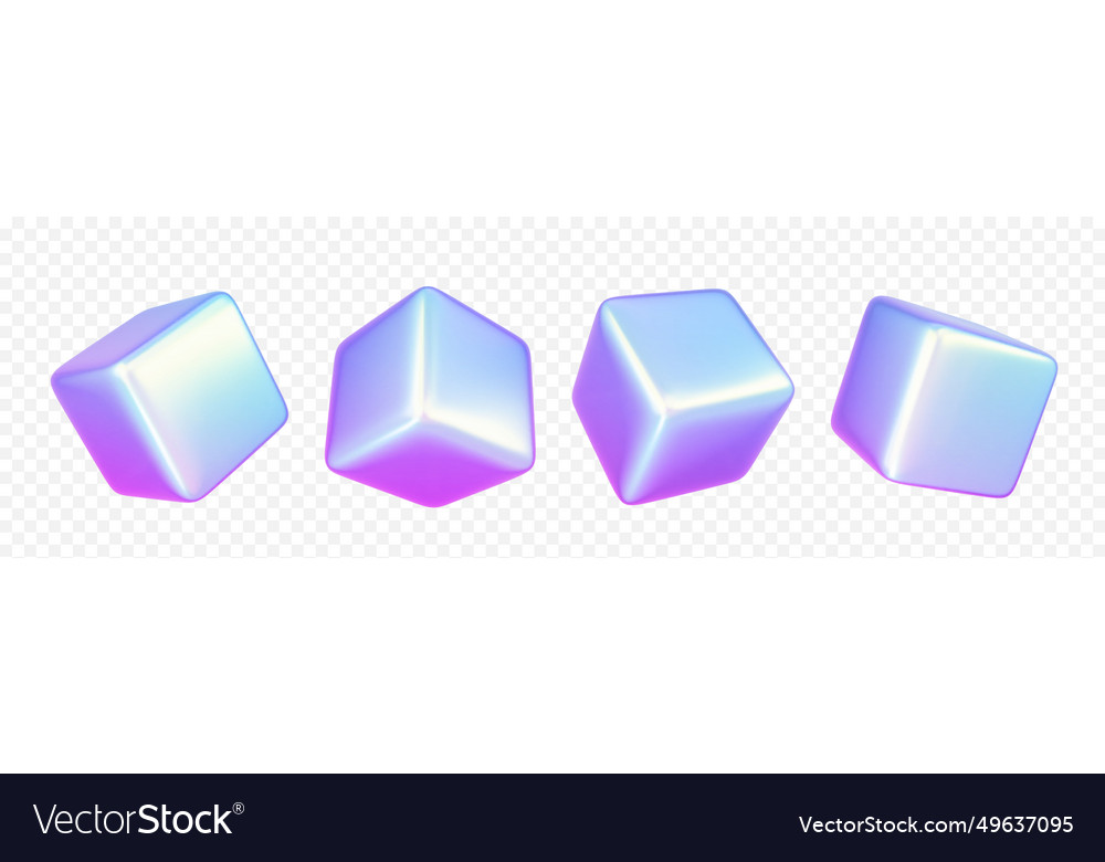 Realistic Set Of Holographic 3d Cubes Royalty Free Vector