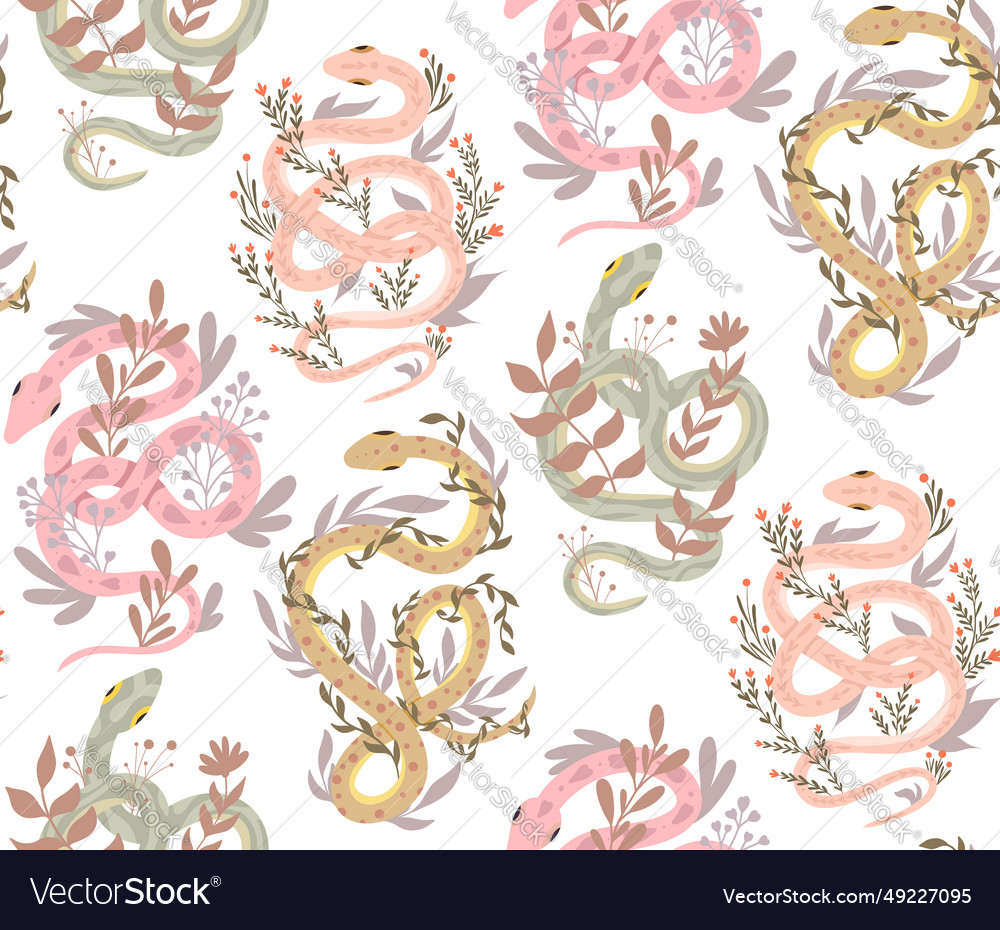 Seamless gentle pattern with snakes Vector Image Seamless gentle pattern with snakes