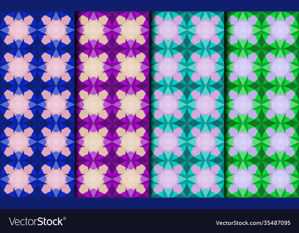 Set seamless patterns with colorful ornament