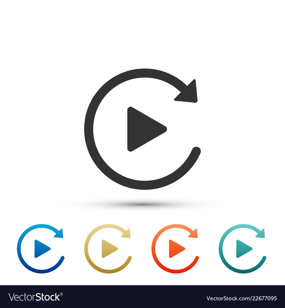 Video play button like simple replay icon isolated