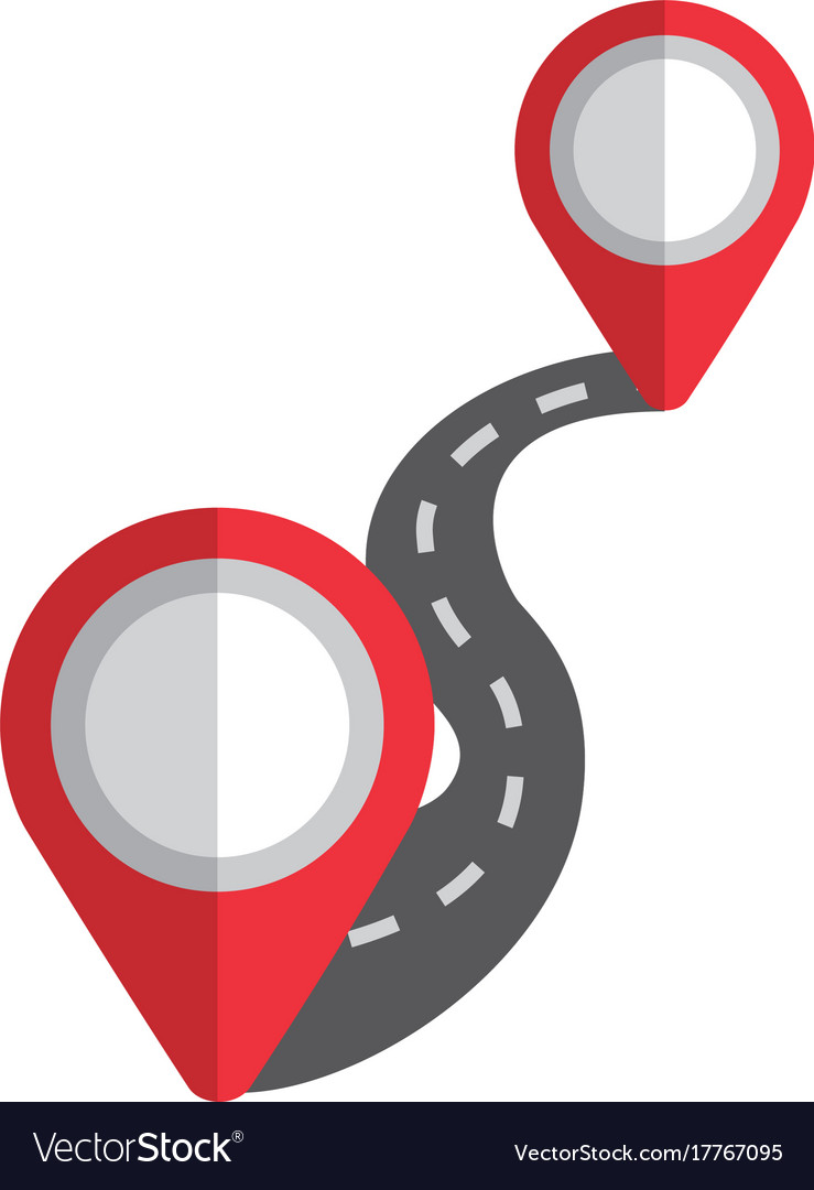 Winding road way location pin pointers navigation Vector Image