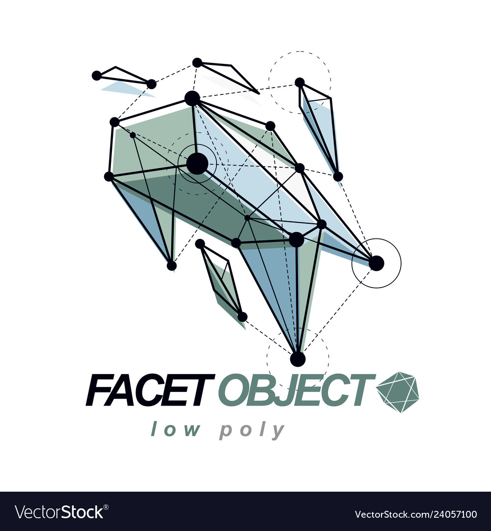 Abstract 3d mesh polygonal object communication vector image Abstract 3d mesh polygonal object communication