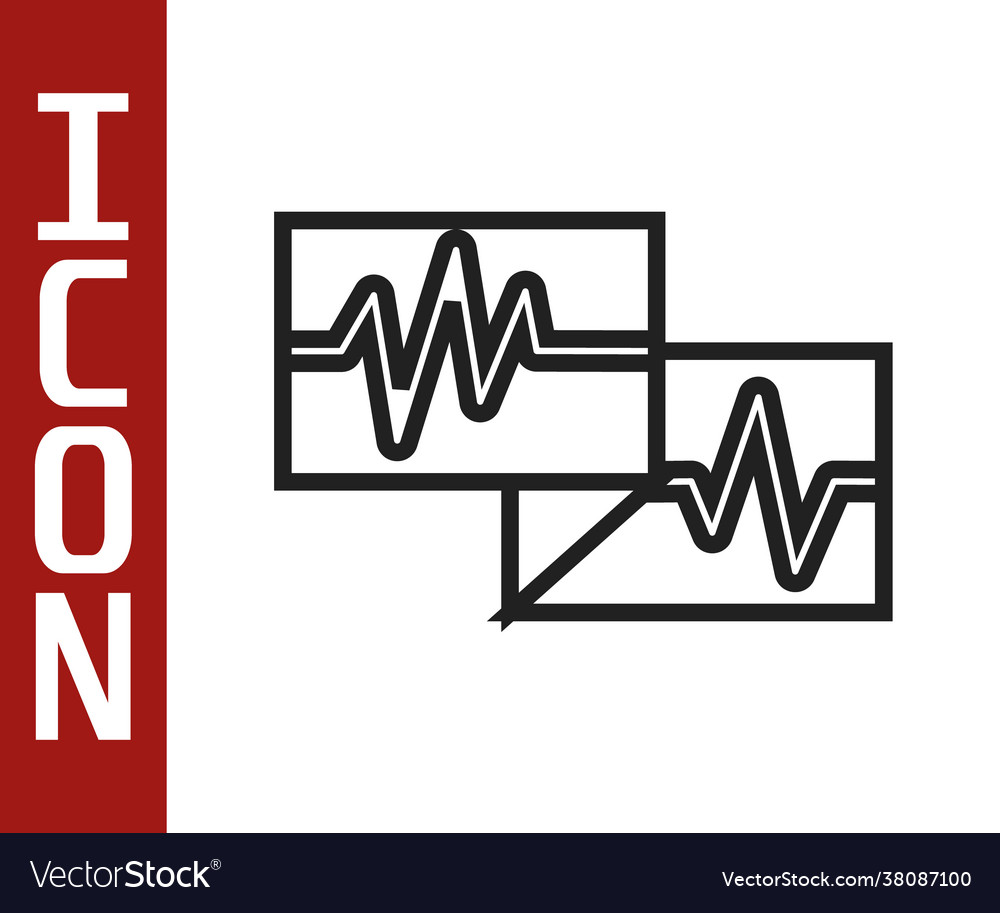 Black line computer monitor with cardiogram icon