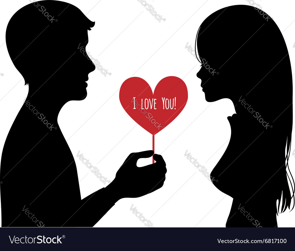 Black silhouette of young couple Royalty Free Vector Image