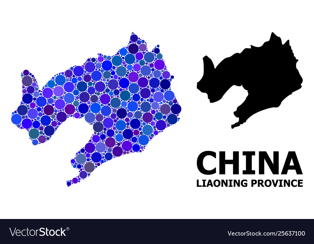 Blue round dot mosaic map liaoning province