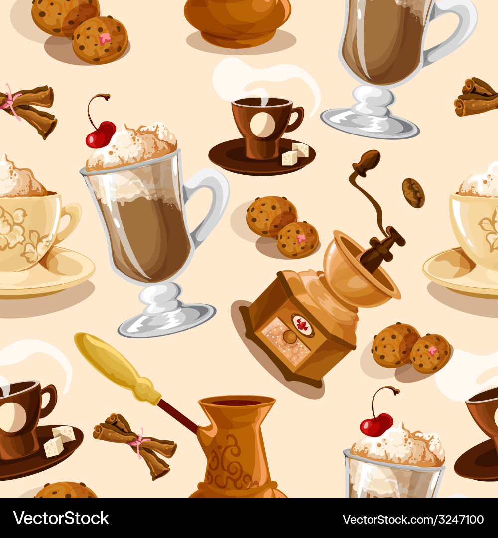 Coffee seamless pattern Royalty Free Vector Image