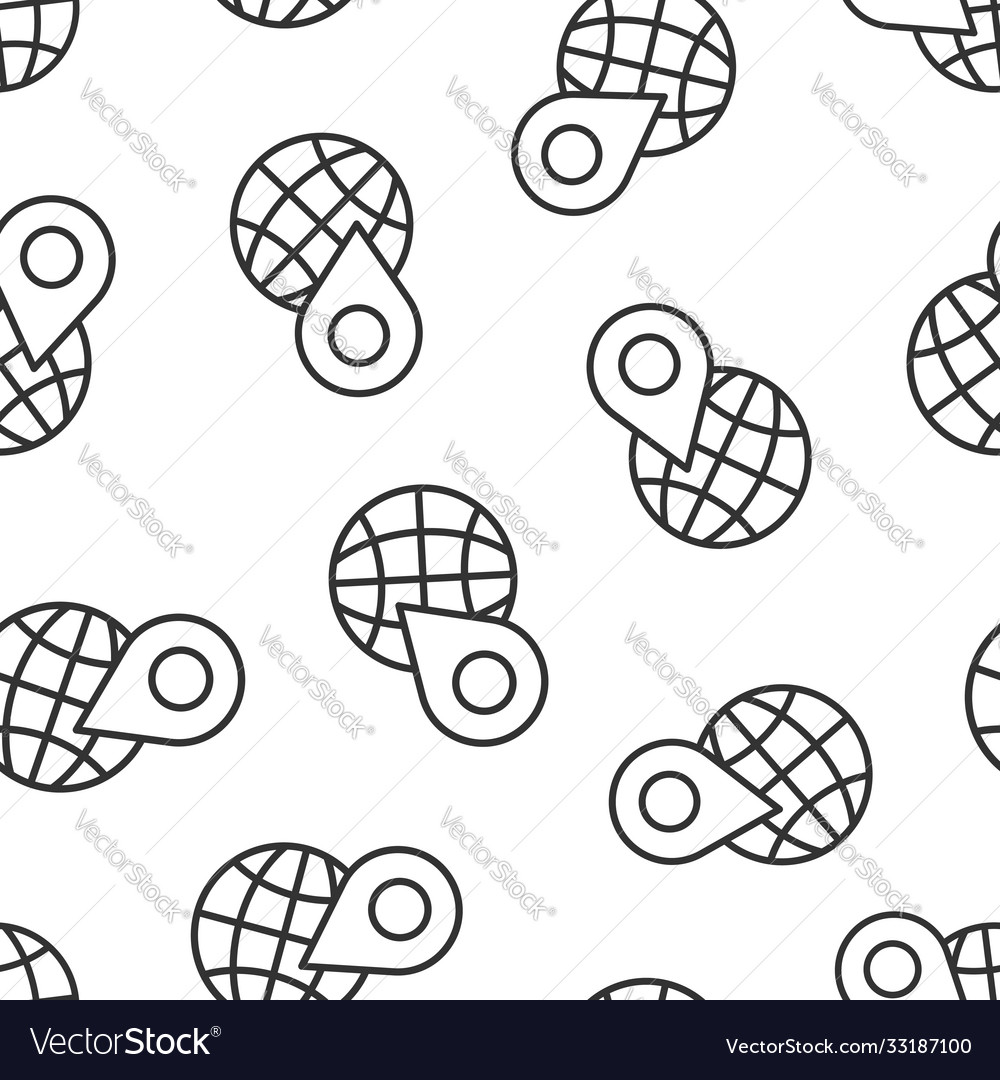 Global navigation icon in flat style globe pin vector image Global navigation icon in flat style globe pin
