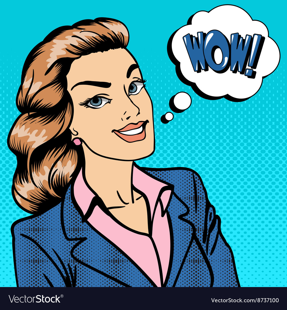 Happy businesswoman business lady surprised Vector Image