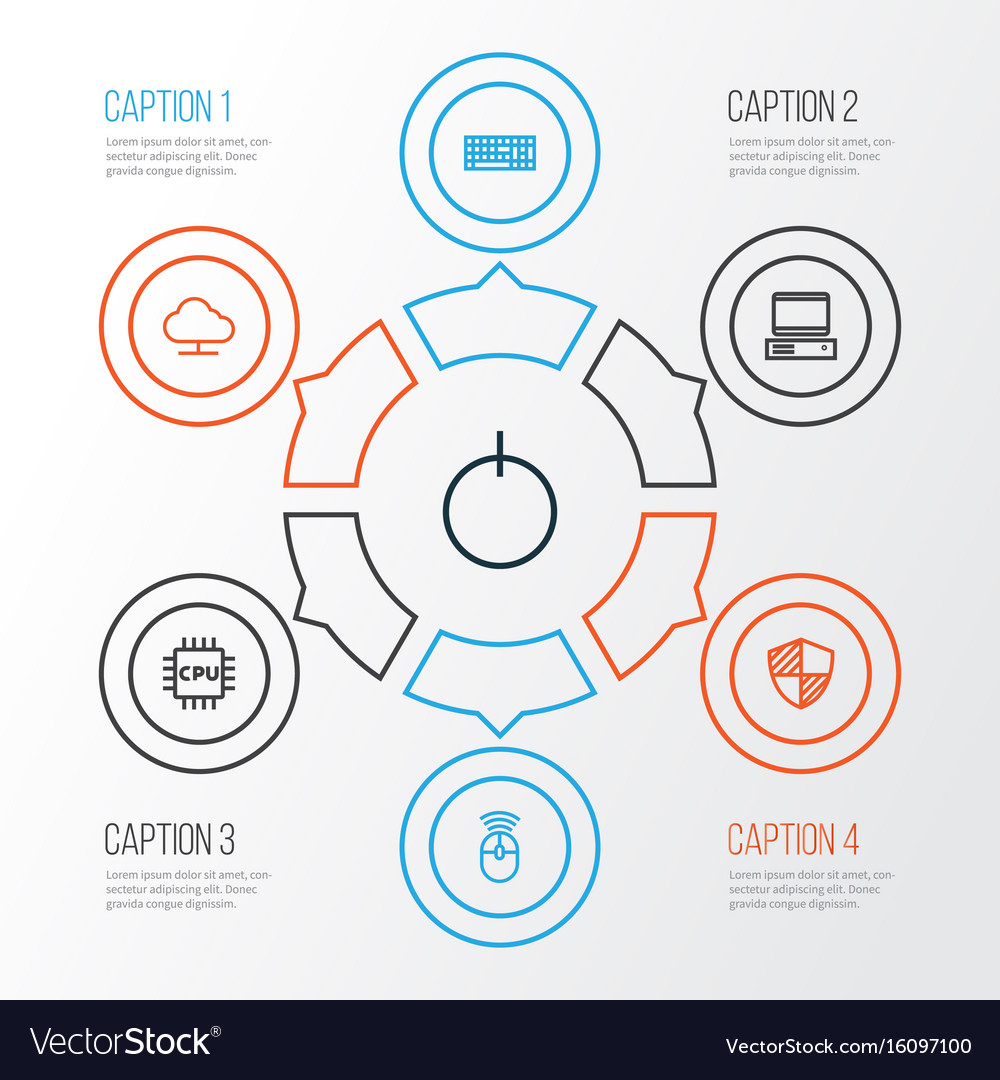 Hardware outline icons set collection of protect