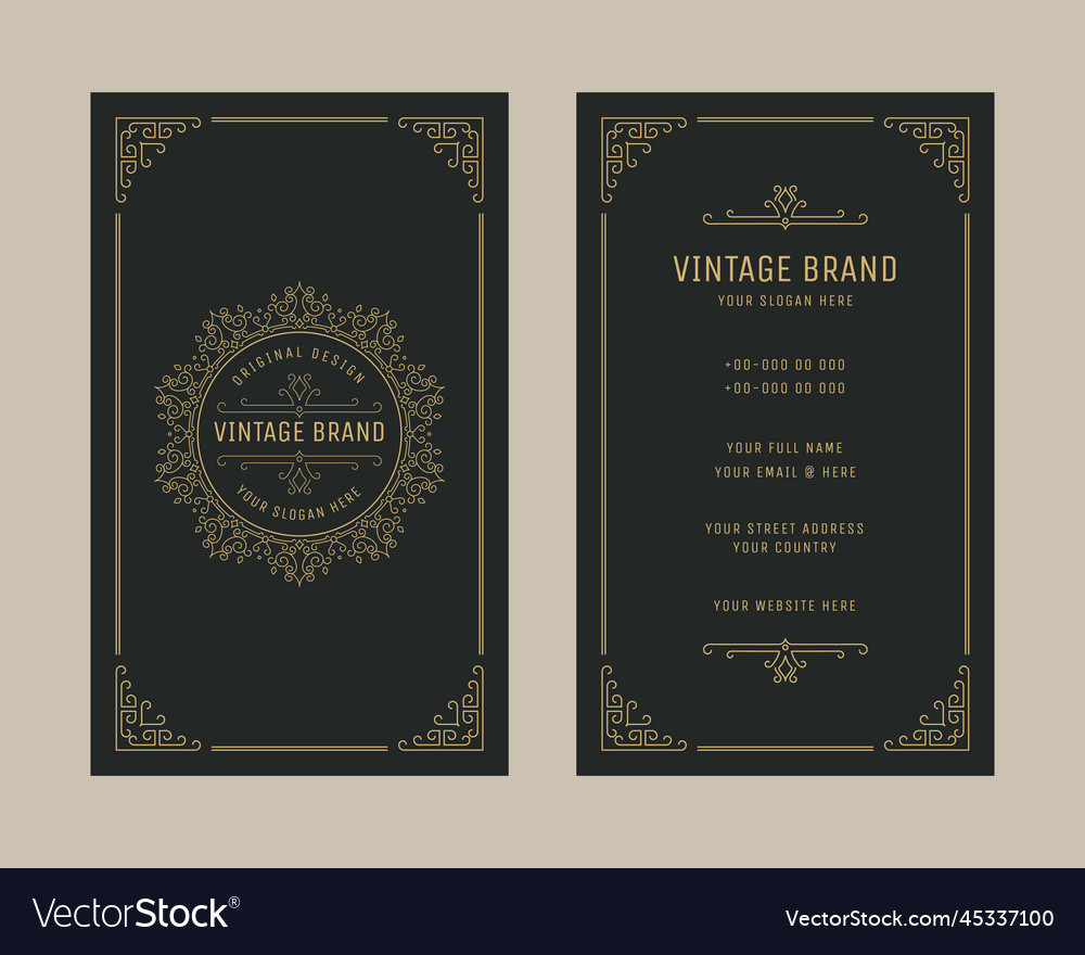 Luxury vintage vertical business card ornament Vector Image