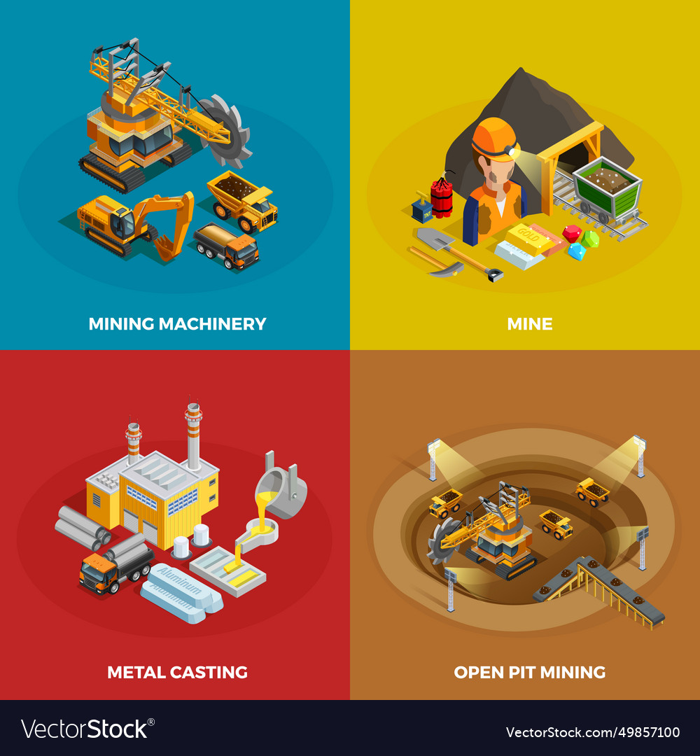 Mining concept icons set vector image Mining concept icons set