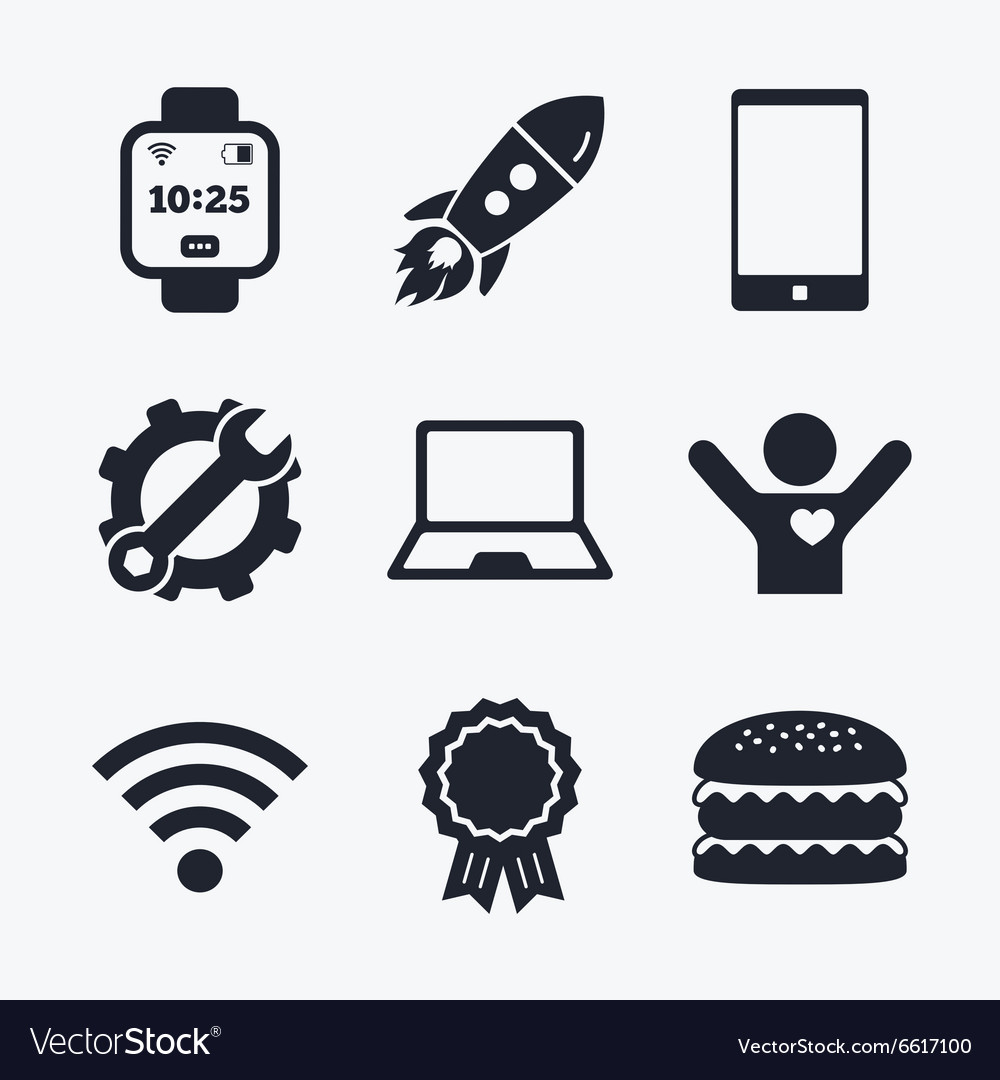 Notebook and smartphone icon smart watch symbol